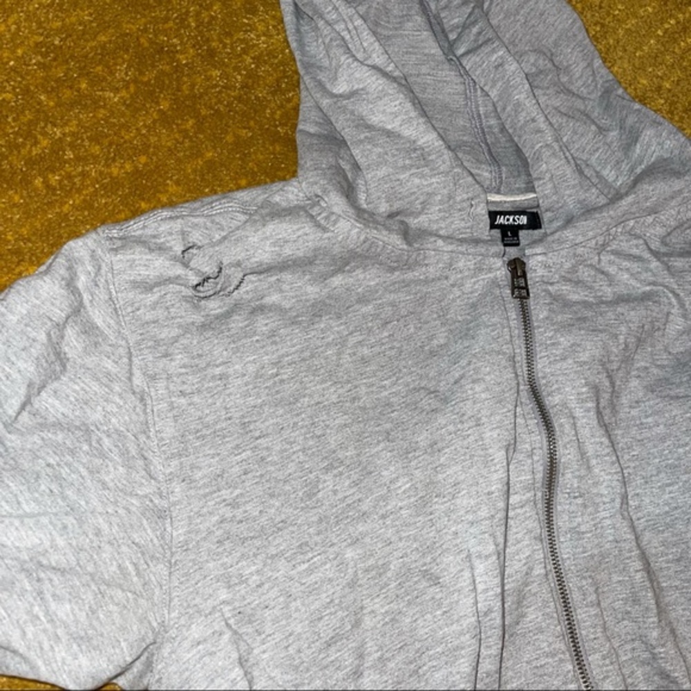 Jackson Ripped Style Zip Up Sweater Mens Large